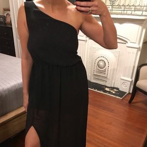 Sheer one shoulder maxi dress
